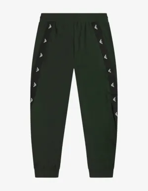 Emporio Armani Green Eagle Logo Tape Sweat Pants