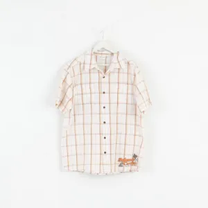 Etirel Mens XL Casual Shirt Beige Check Cotton Detailed Button Outdoor Top