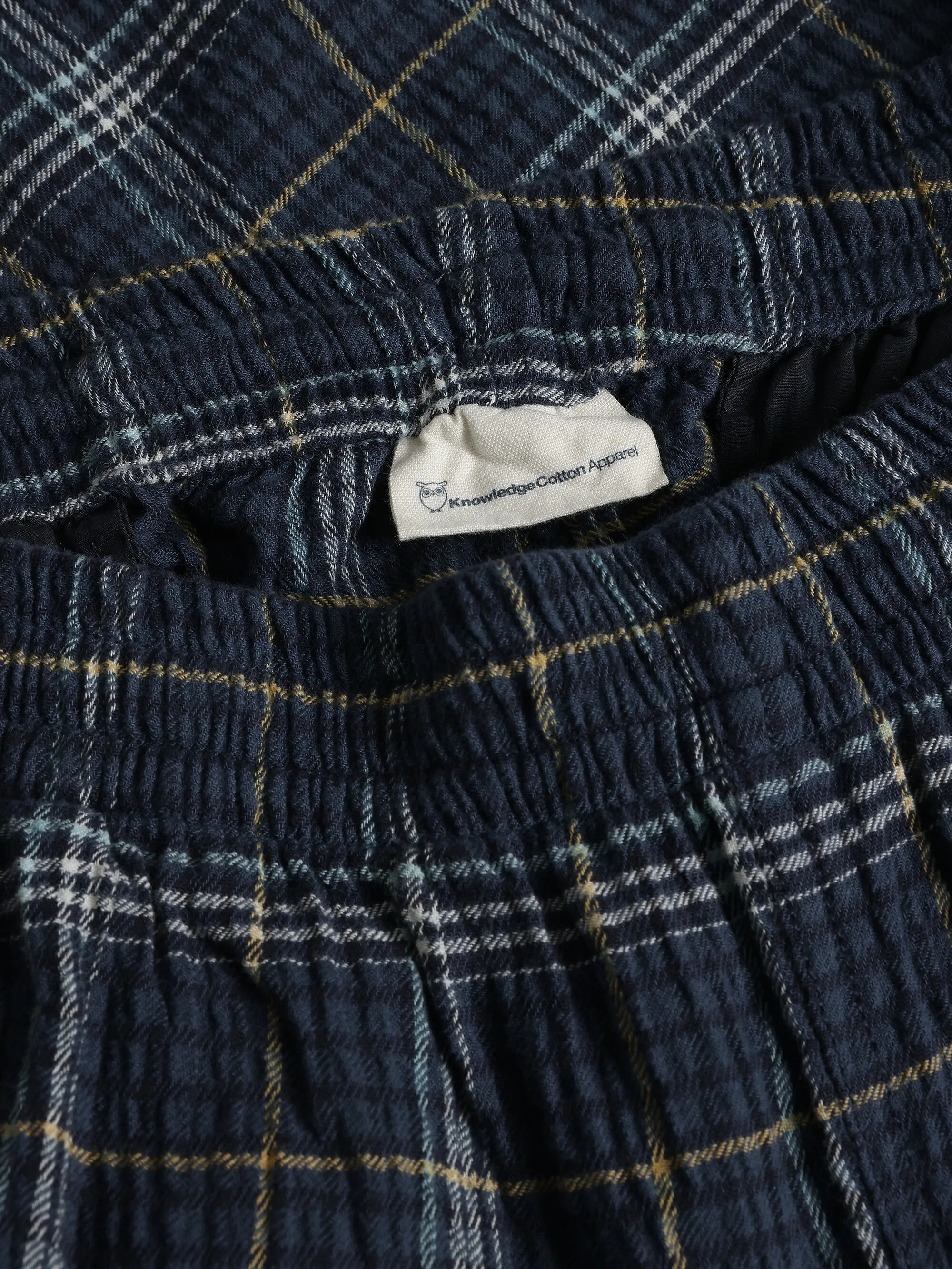 FIG checkered shorts - GOTS/Vegan - blue check Knowledge Cotton