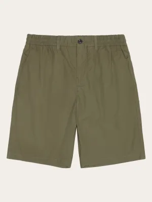 FIG loose poplin elastic waist string shorts - GOTS/Vegan - Burned Olive Knowledge Cotton