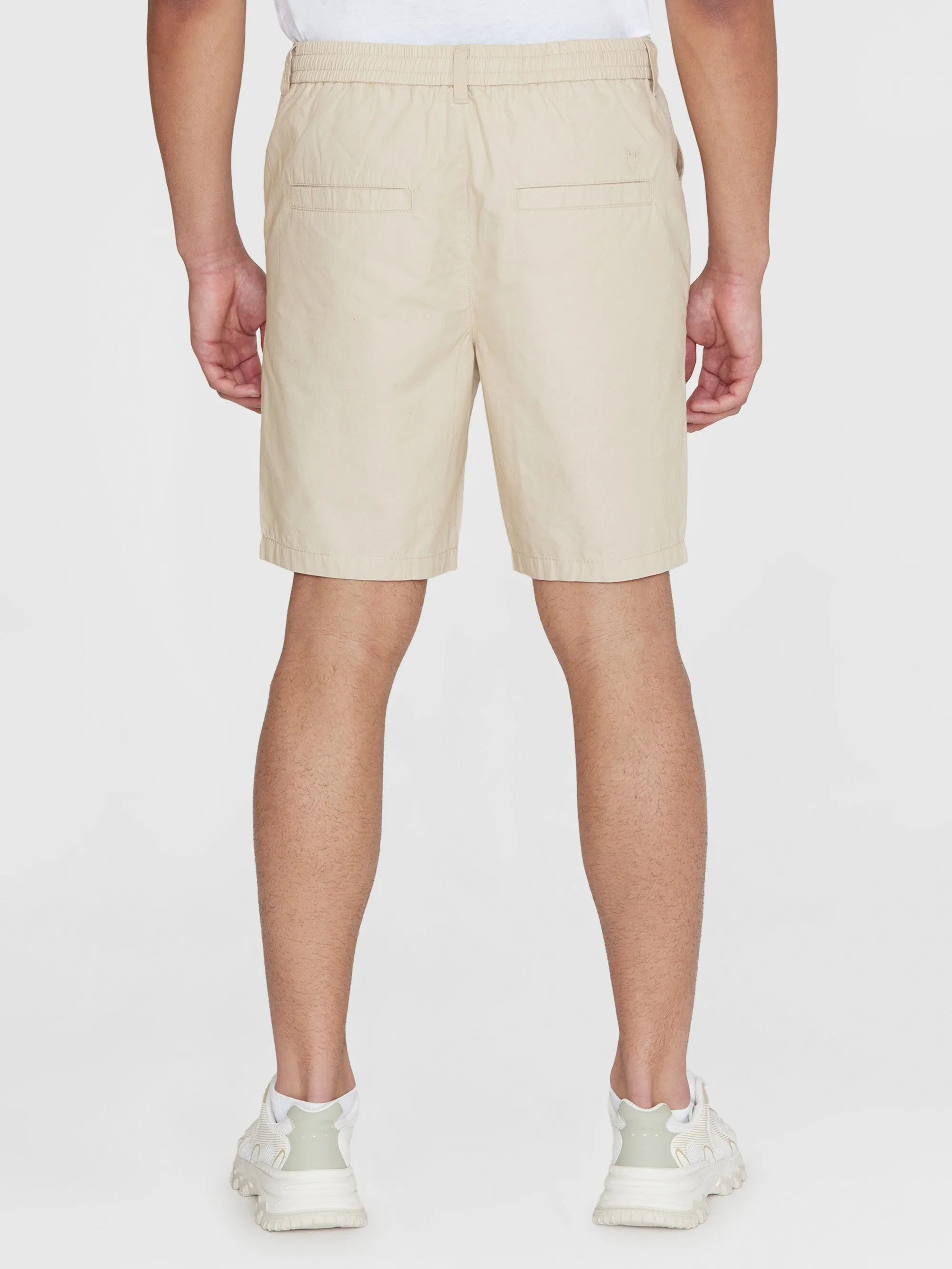 FIG loose poplin elastic waist string shorts - GOTS/Vegan - Light feather gray Knowledge Cotton
