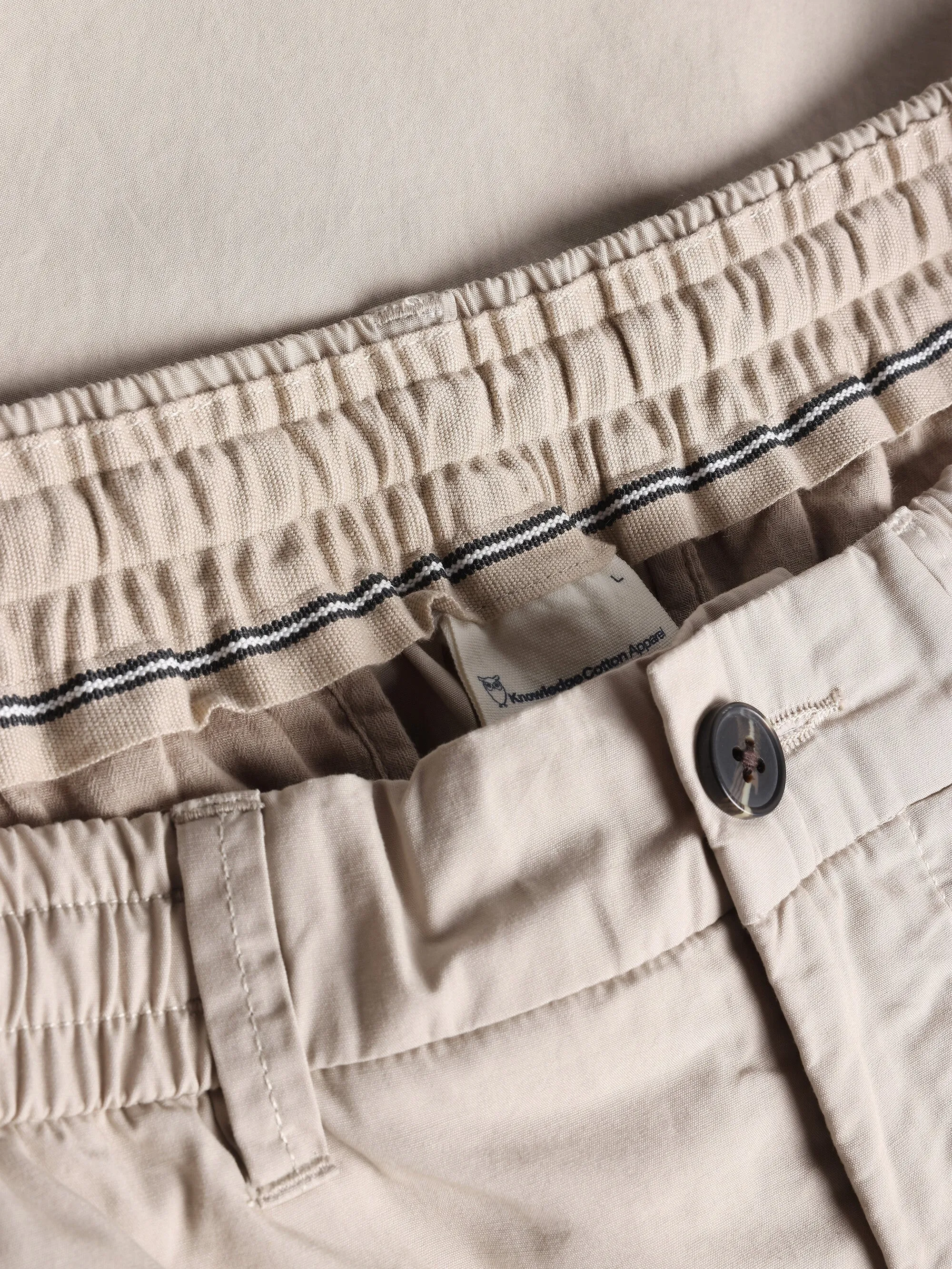 FIG loose poplin elastic waist string shorts - GOTS/Vegan - Light feather gray Knowledge Cotton