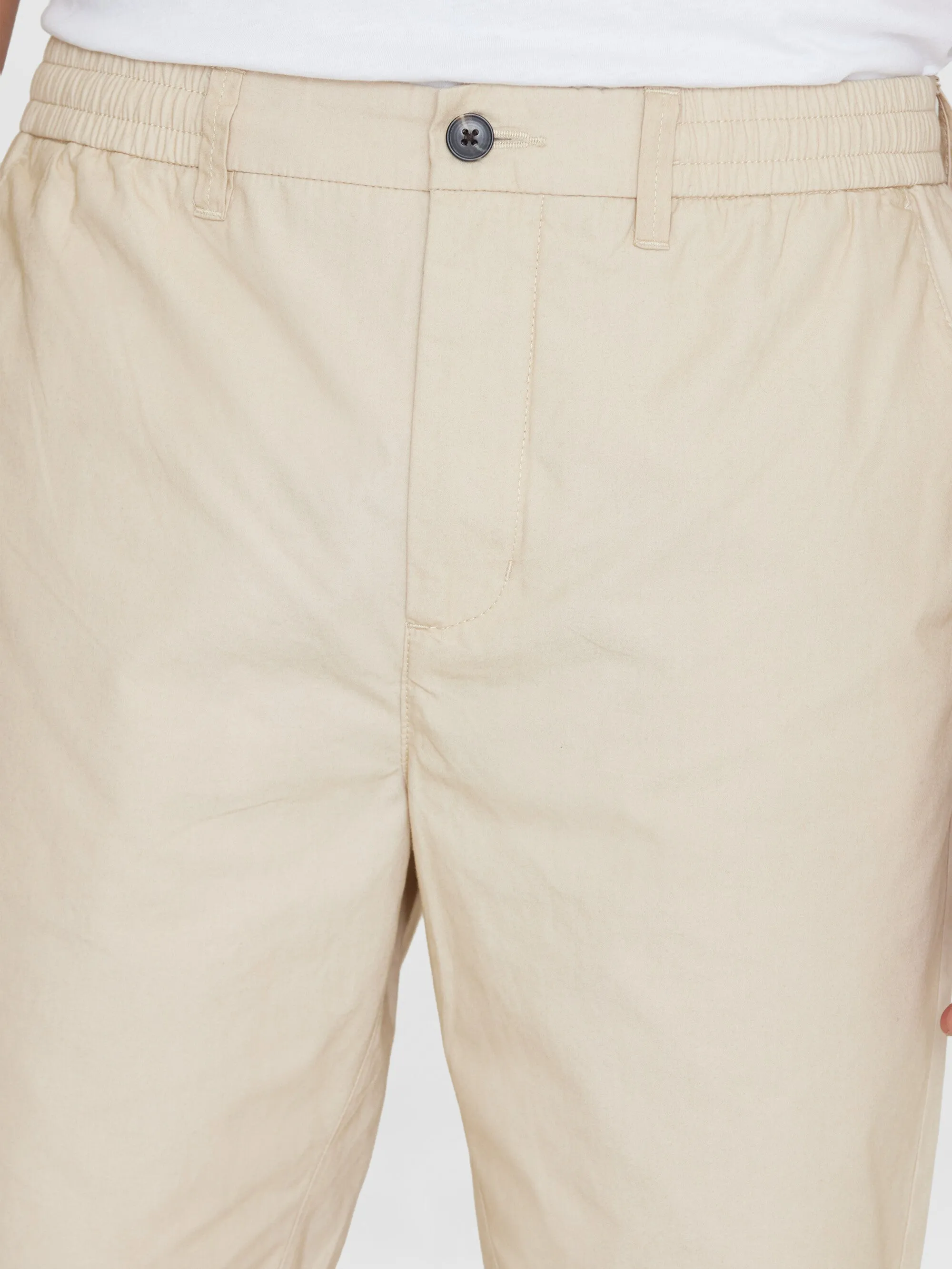 FIG loose poplin elastic waist string shorts - GOTS/Vegan - Light feather gray Knowledge Cotton