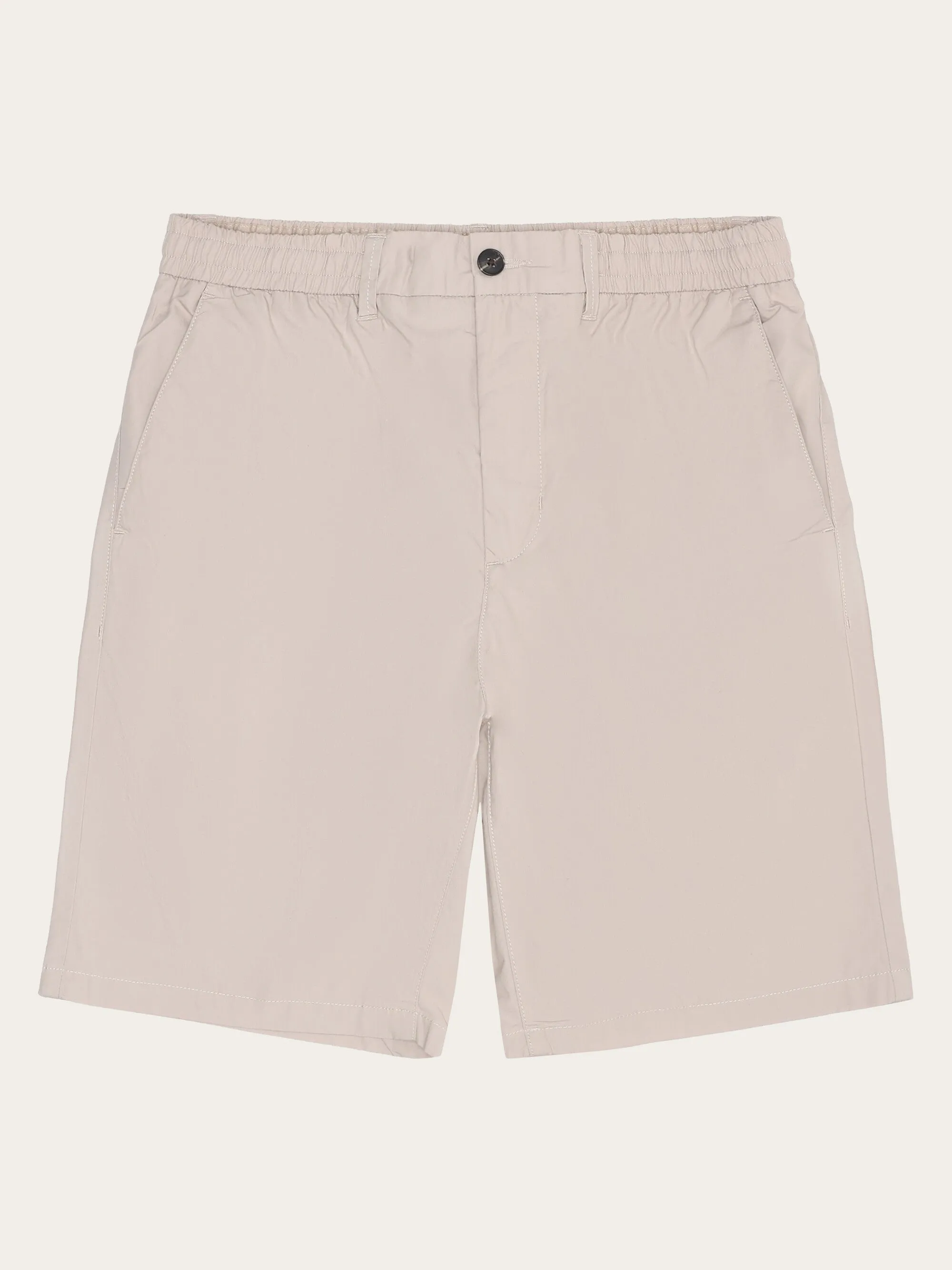 FIG loose poplin elastic waist string shorts - GOTS/Vegan - Light feather gray Knowledge Cotton