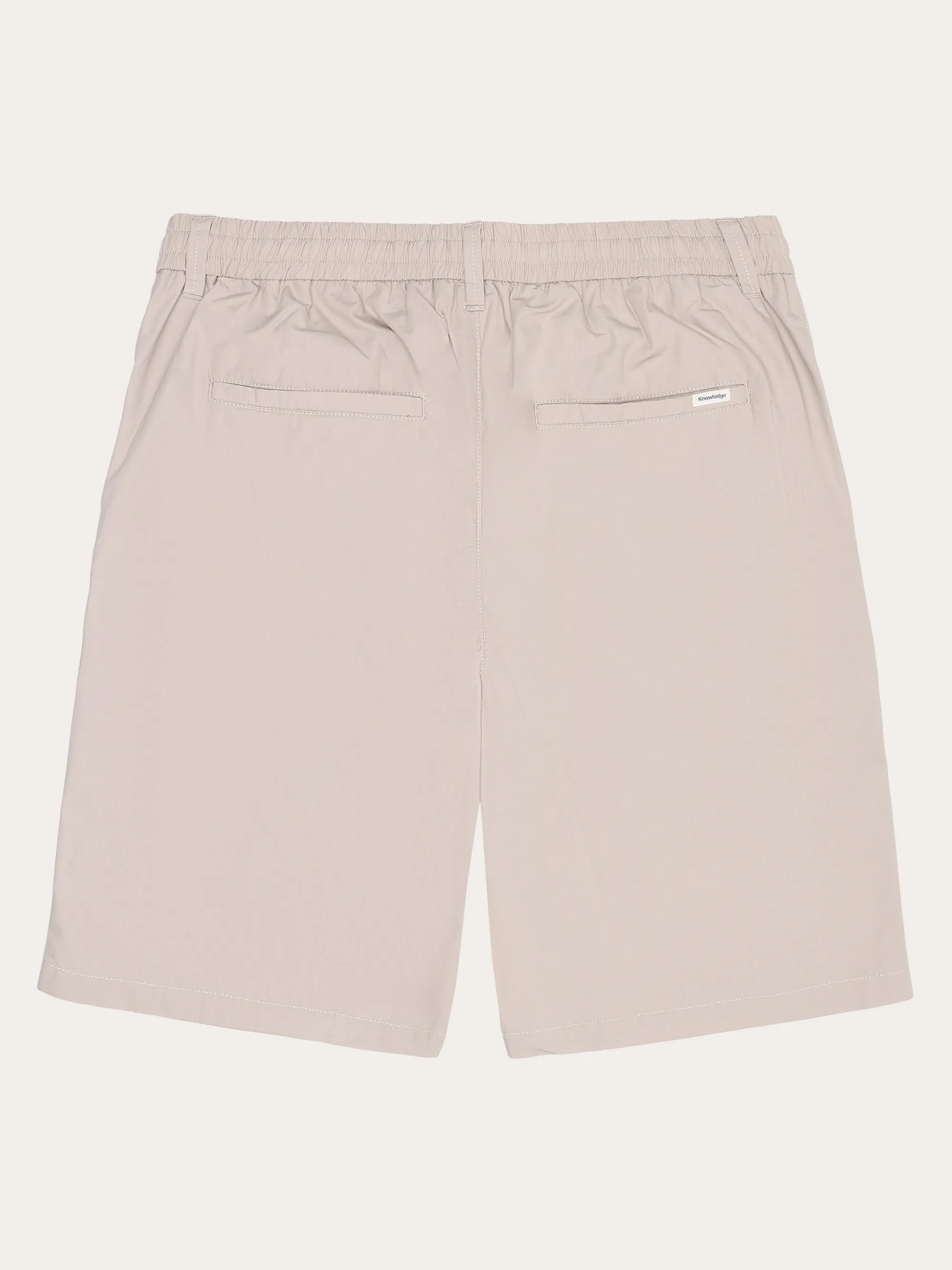 FIG loose poplin elastic waist string shorts - GOTS/Vegan - Light feather gray Knowledge Cotton