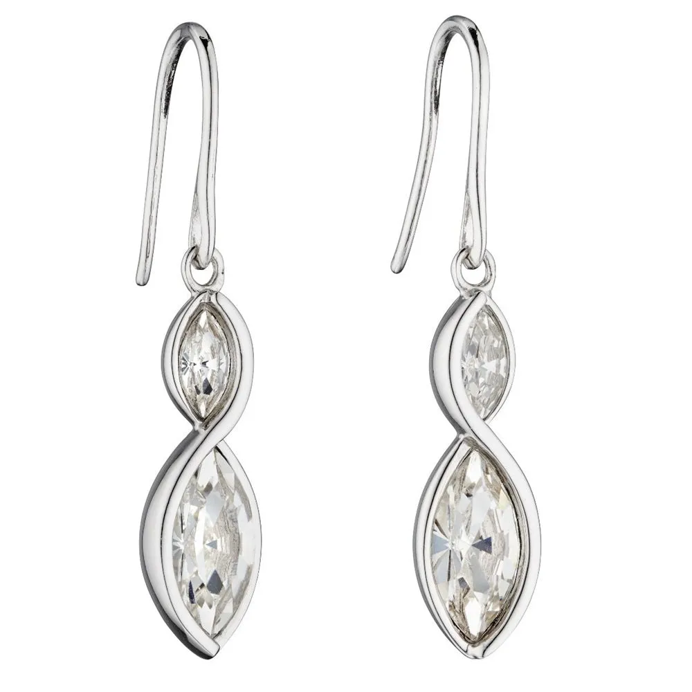Fiorelli Silver Crystal Drop Earrings E5802C