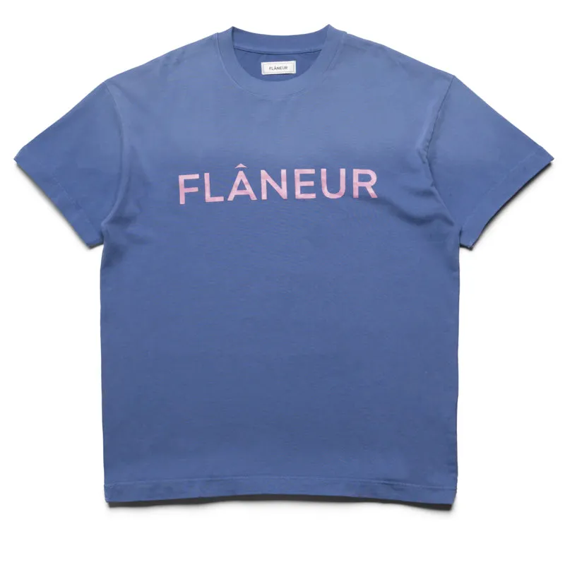 Flaneur Washed Puffed Logo Tee - Purple
