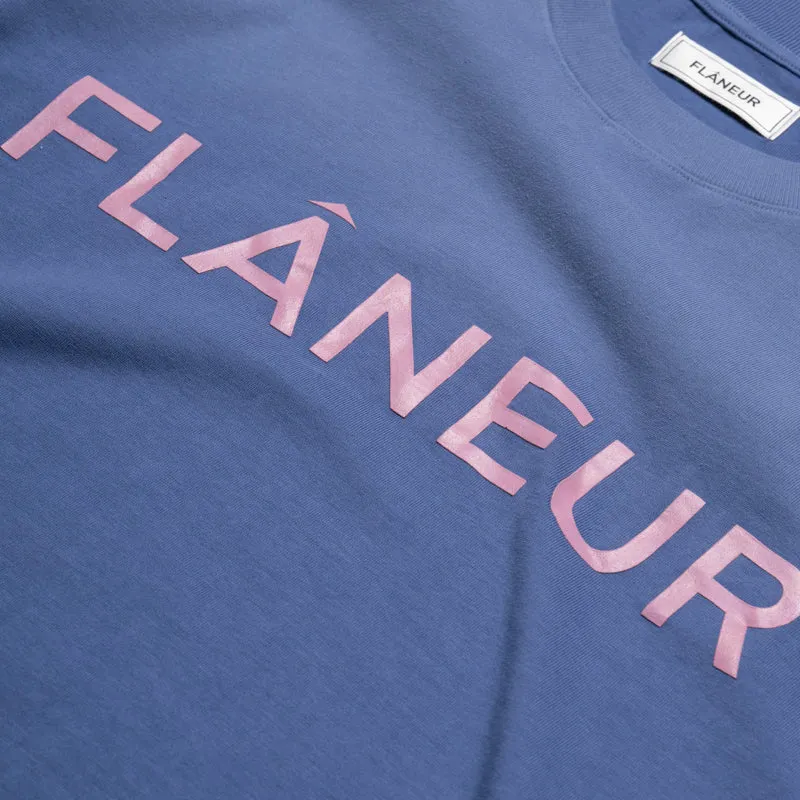 Flaneur Washed Puffed Logo Tee - Purple