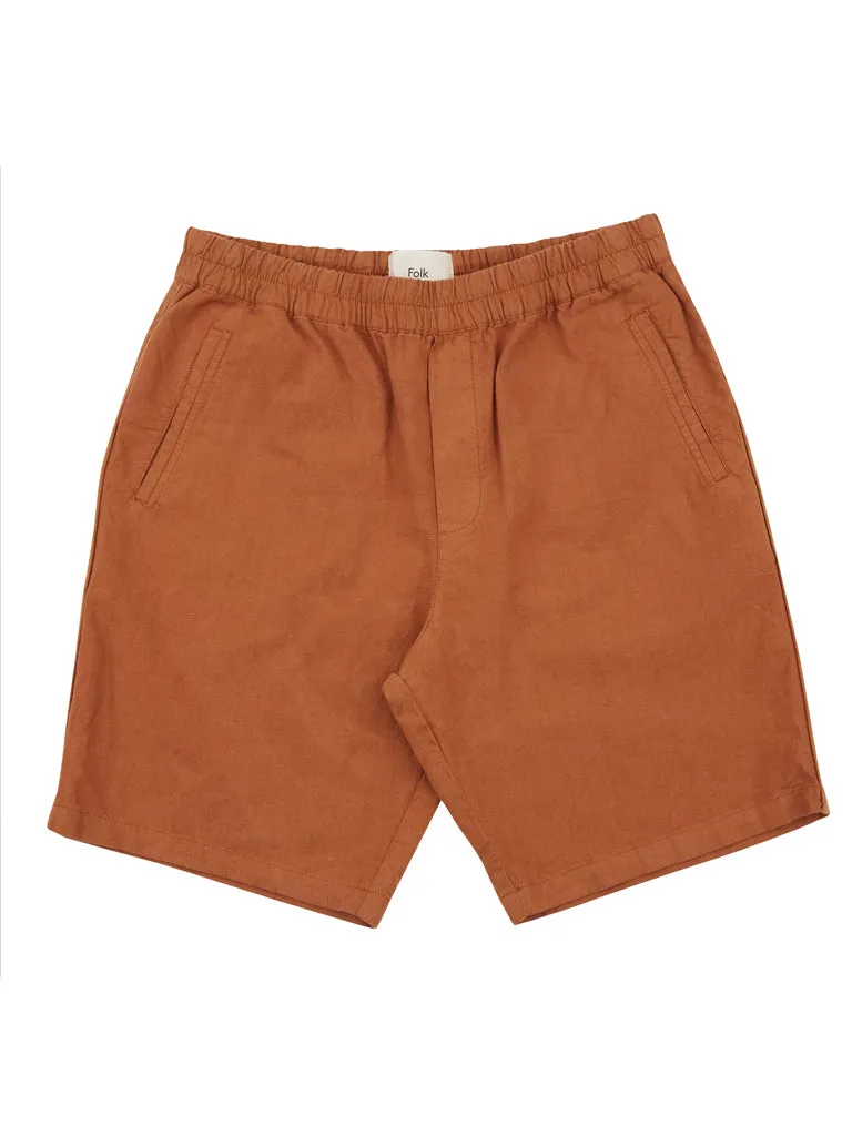 Folk Assembly Shorts in Ochre Cotton Linen Mix