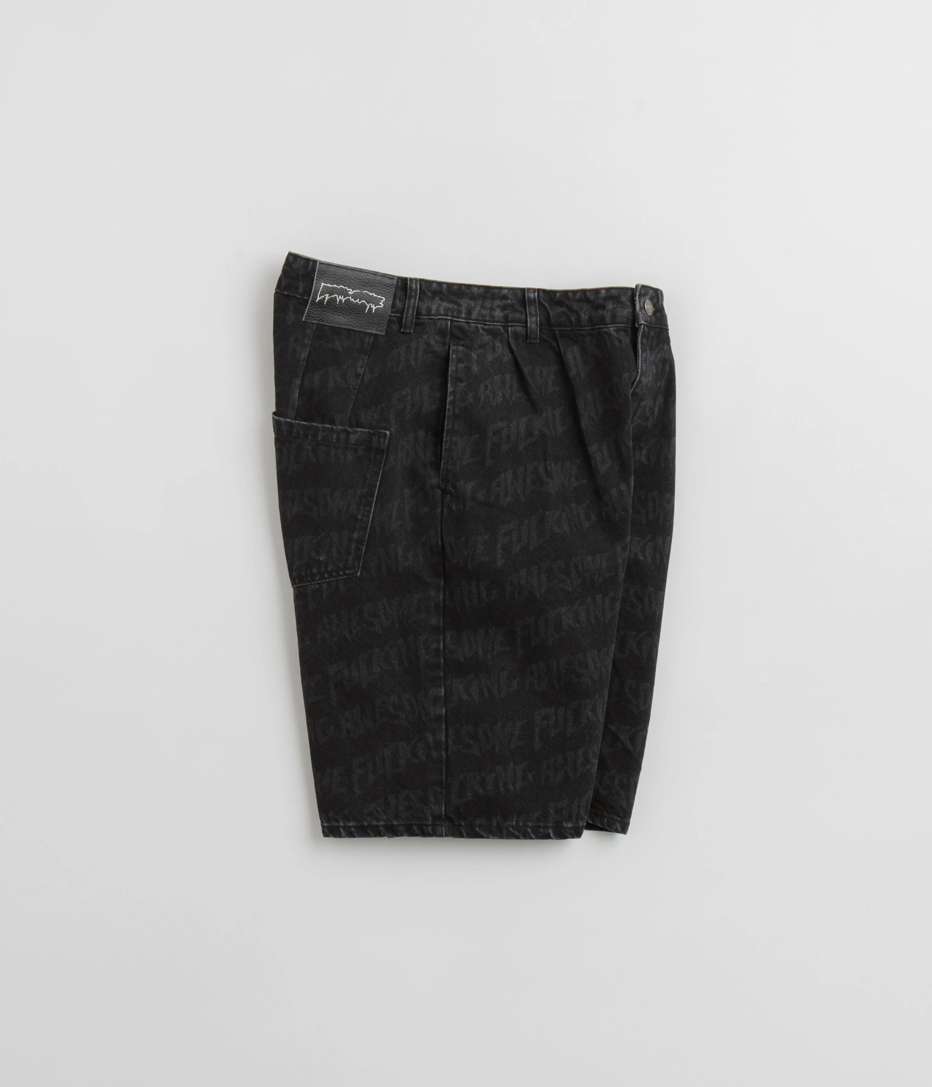 Fucking Awesome Baggy Pleated Denim Laser Shorts - Black