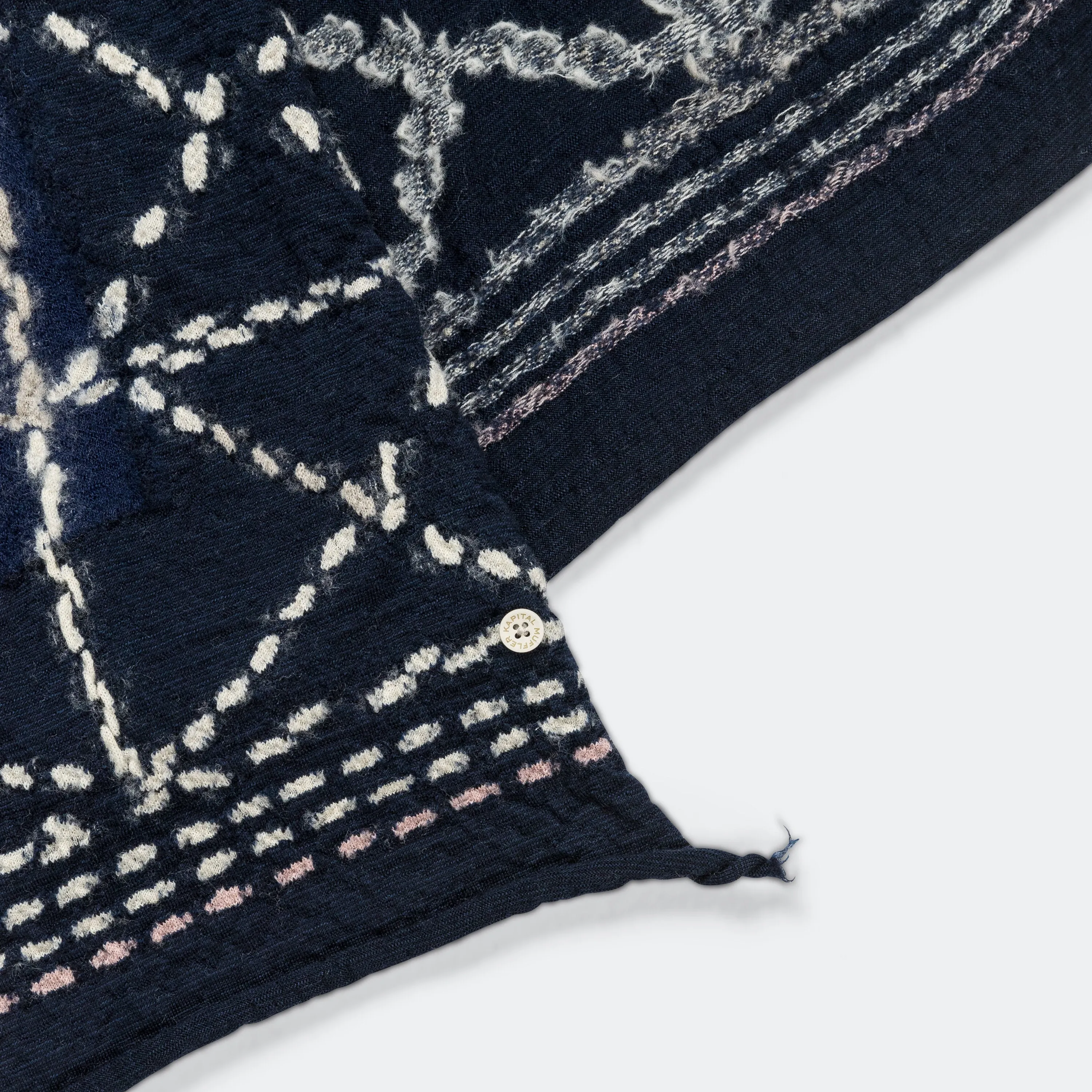 Fulling Wool HAPPY Scarf SASHIKO - Navy