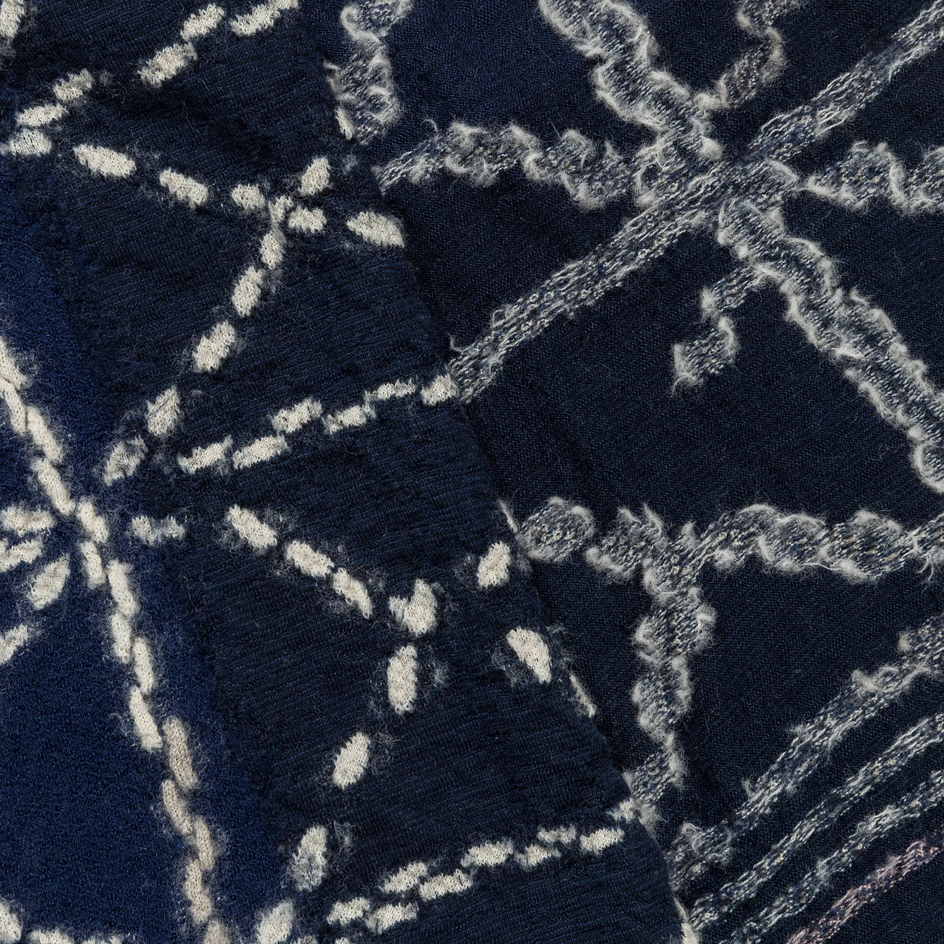Fulling Wool HAPPY Scarf SASHIKO - Navy