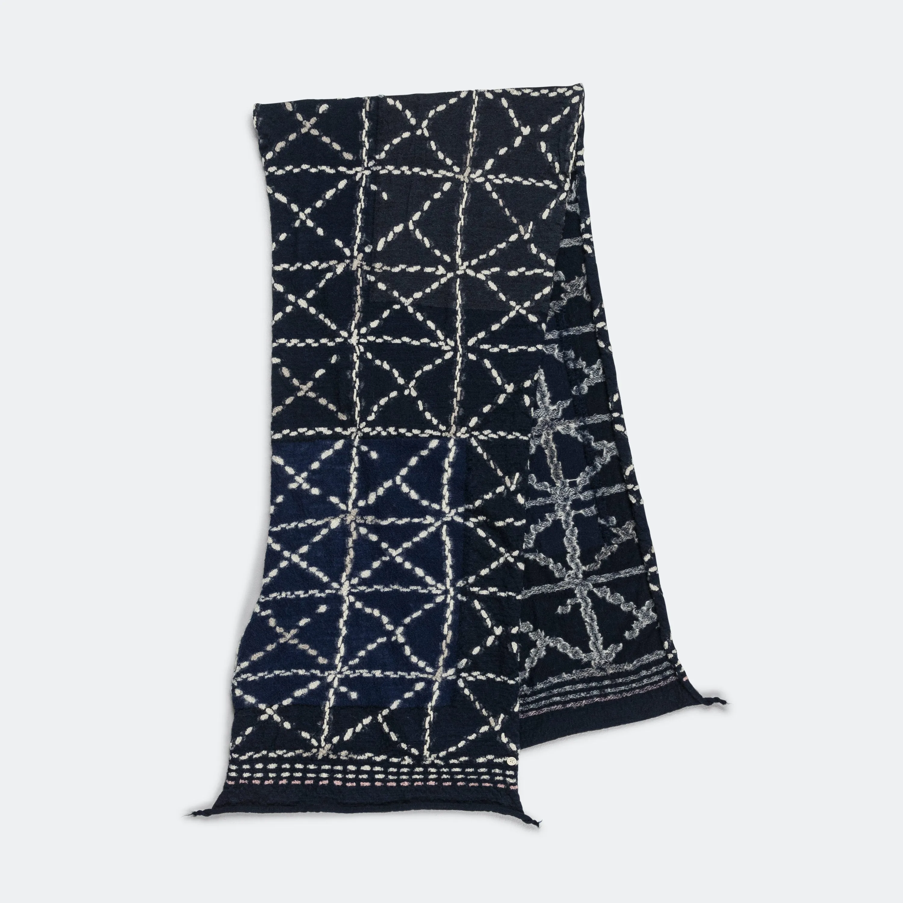 Fulling Wool HAPPY Scarf SASHIKO - Navy
