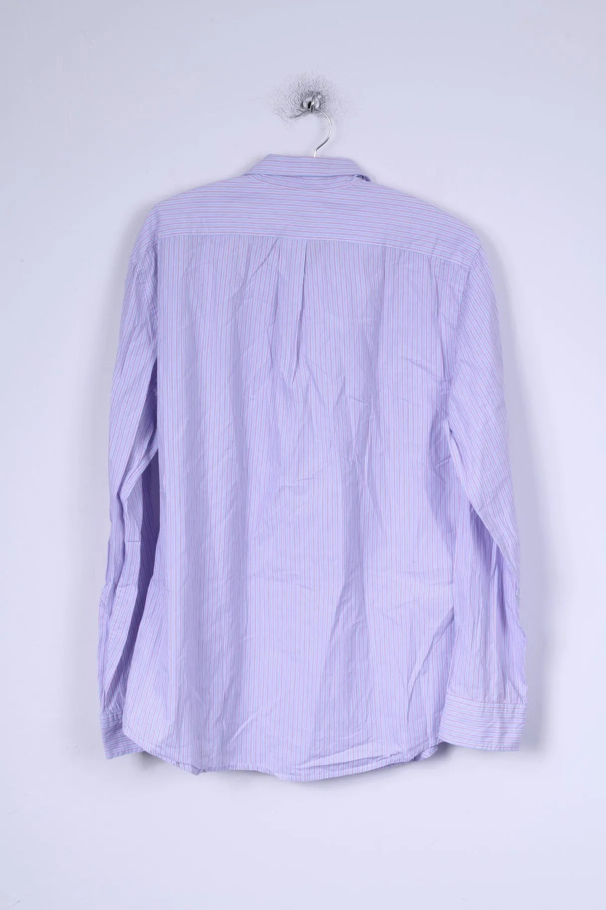 Gap Mens L Casual Shirt Blue Striped Cotton Classic Fit Long Sleeve