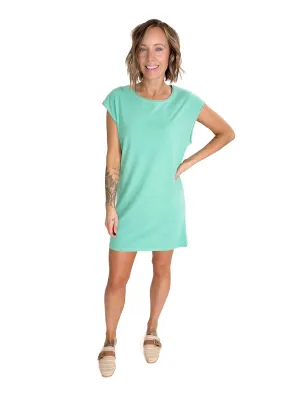 Garland Cotton Mini Dress- TURQUIOUSE