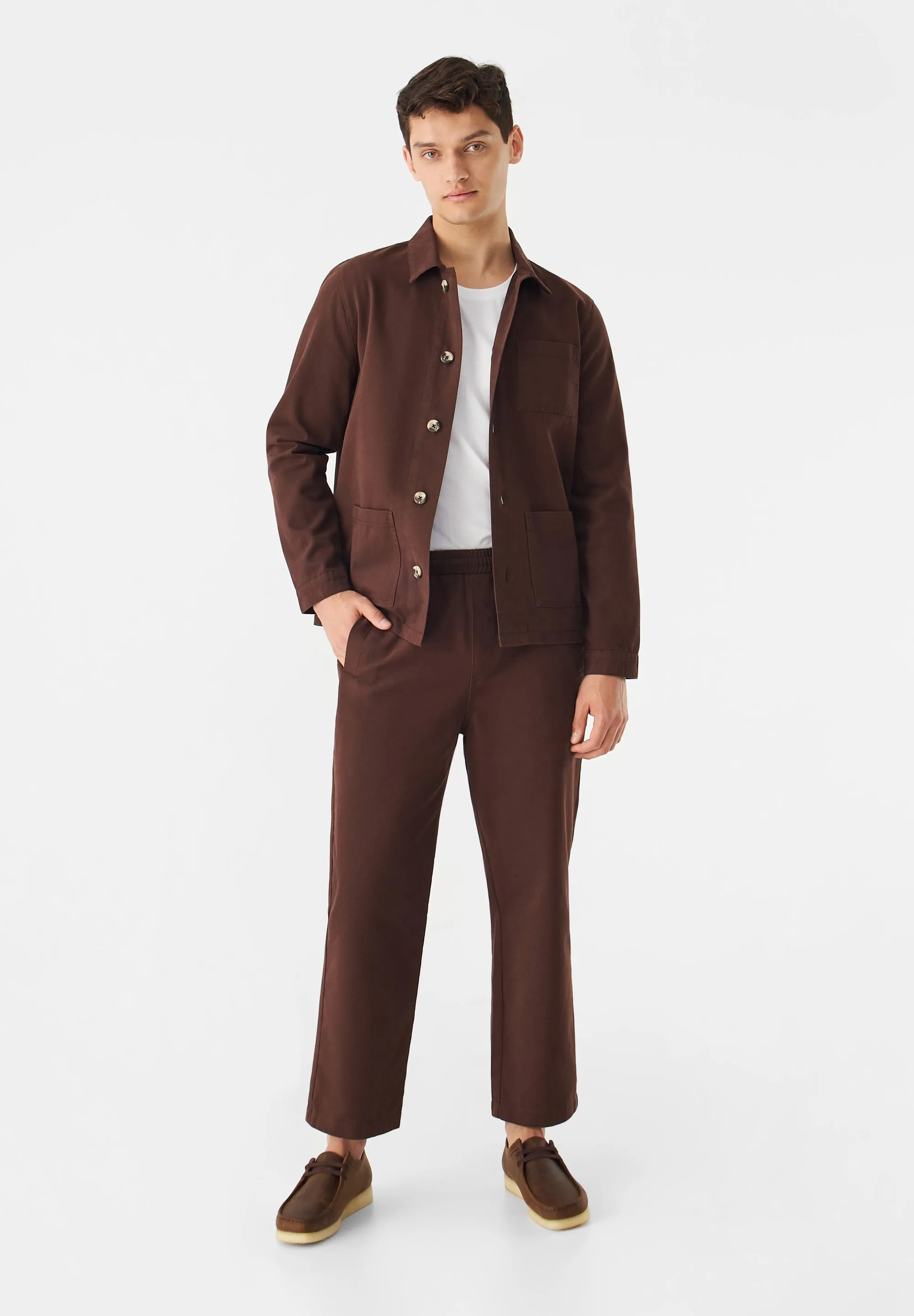 GBDARIUS Organic Cotton Trousers With Elastic Waistband - Sepia Brown Givn Berlin