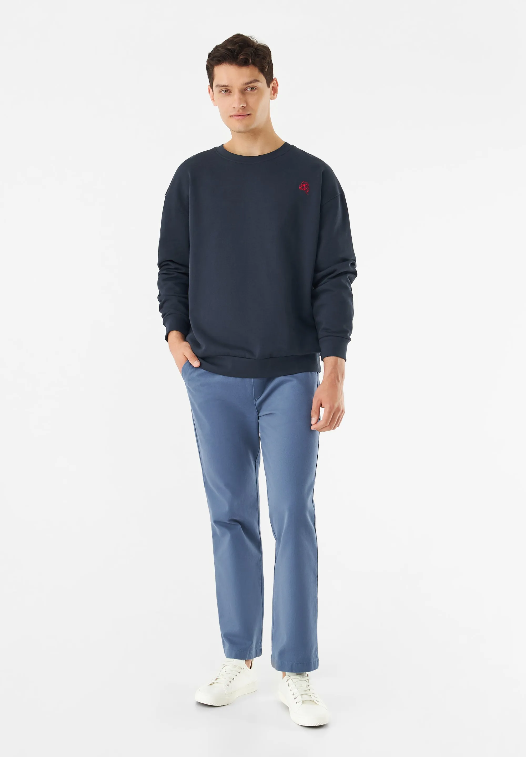 GBDAVE Organic Cotton Trousers - Steel Blue Givn Berlin