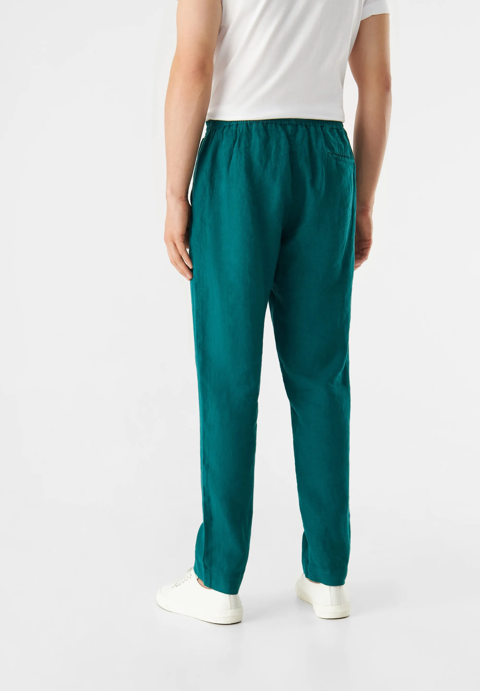 GBERIC Linen Chinos With Elastic Waistband - Malachite Green (Linen) Givn Berlin