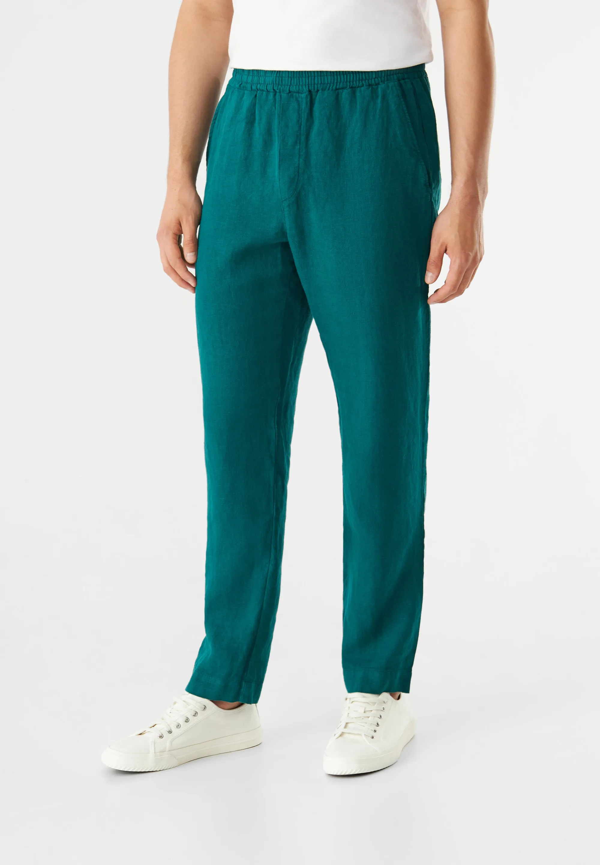 GBERIC Linen Chinos With Elastic Waistband - Malachite Green (Linen) Givn Berlin