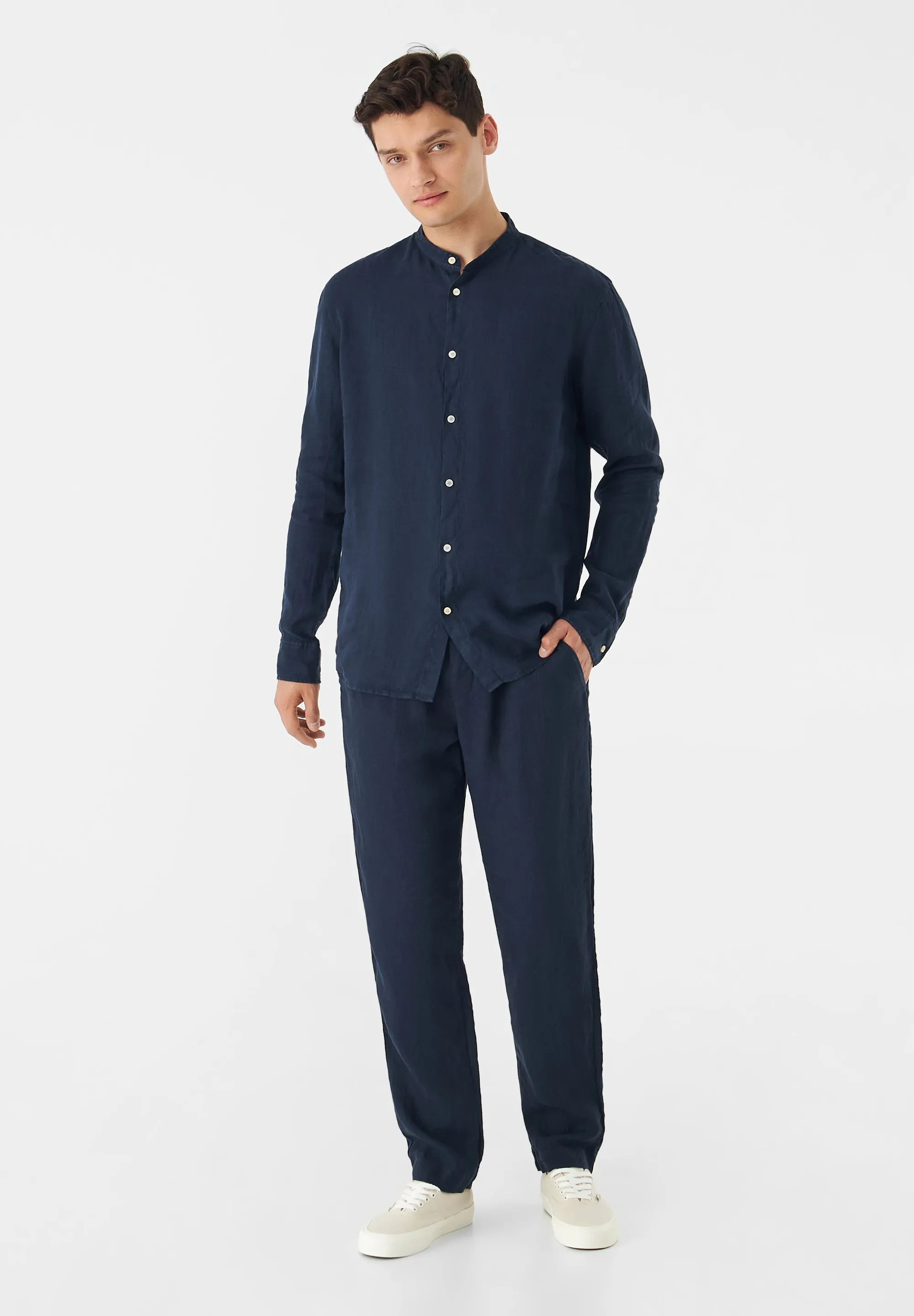 GBERIC Linen Chinos With Elastic Waistband - Midnight Blue (Linen) Givn Berlin