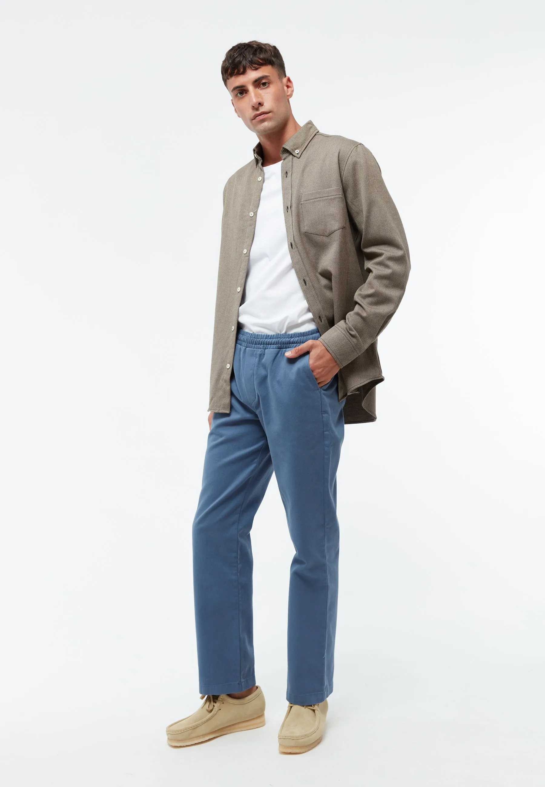 GBERIC Organic Cotton Chinos With Elastic Waistband - Steel Blue Givn Berlin