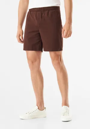 GBLAURIN Organic Cotton Shorts With Elastic Waistband - Sepia Brown Givn Berlin