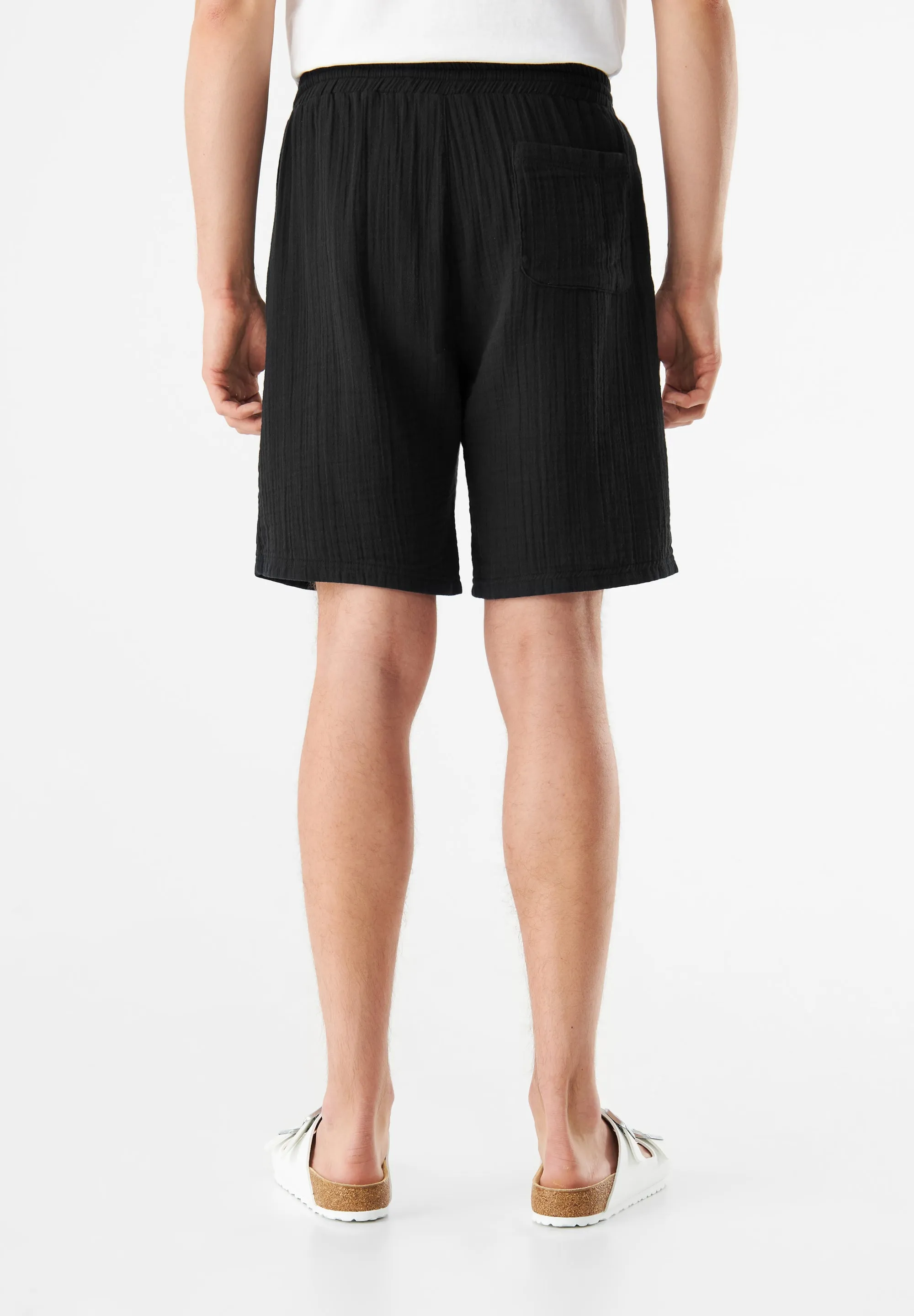 GBPASCAL organic cotton muslin shorts with elastic waistband - Black (muslin) Givn Berlin