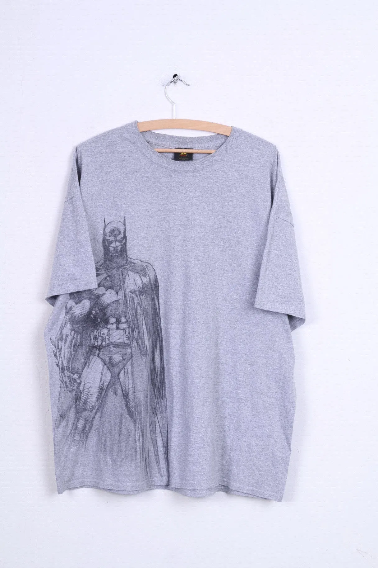 GILDAN Batman Mens 2XL Graphic Shirt Grey Cotton