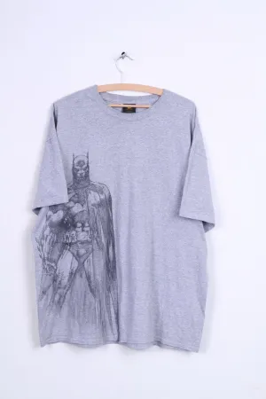 GILDAN Batman Mens 2XL Graphic Shirt Grey Cotton