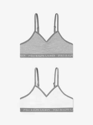Girls Solid 2 Pack Bralettes Set in Grey