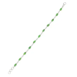 Green Mohave Turquoise Sterling Silver Marquise Link Bracelet