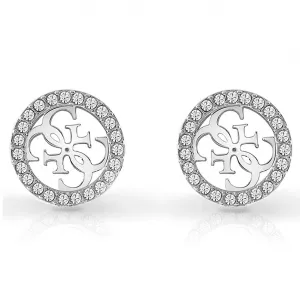 Guess 4G Logo Round Crystal Set Stud Earrings UBE02161RH