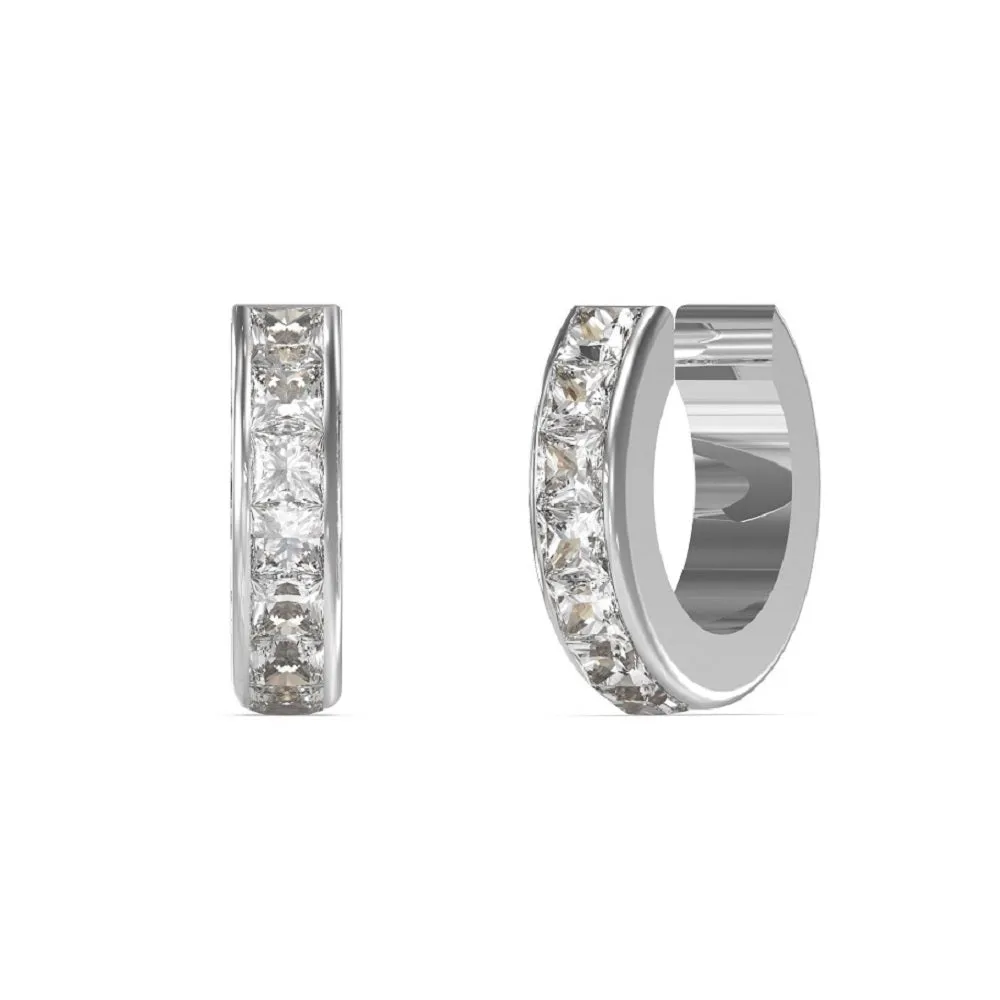 Guess Stainless Steel Crystal Set Huggie Earrings UBE03134JWRH