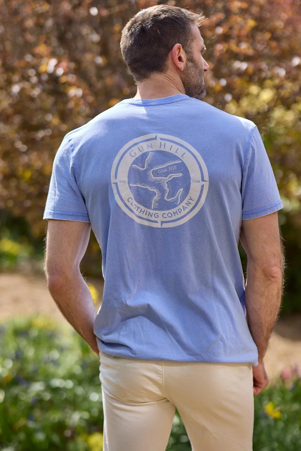 Gun Hill Mens Thornham Faded Tee - Faded Sky blue or Faded olive