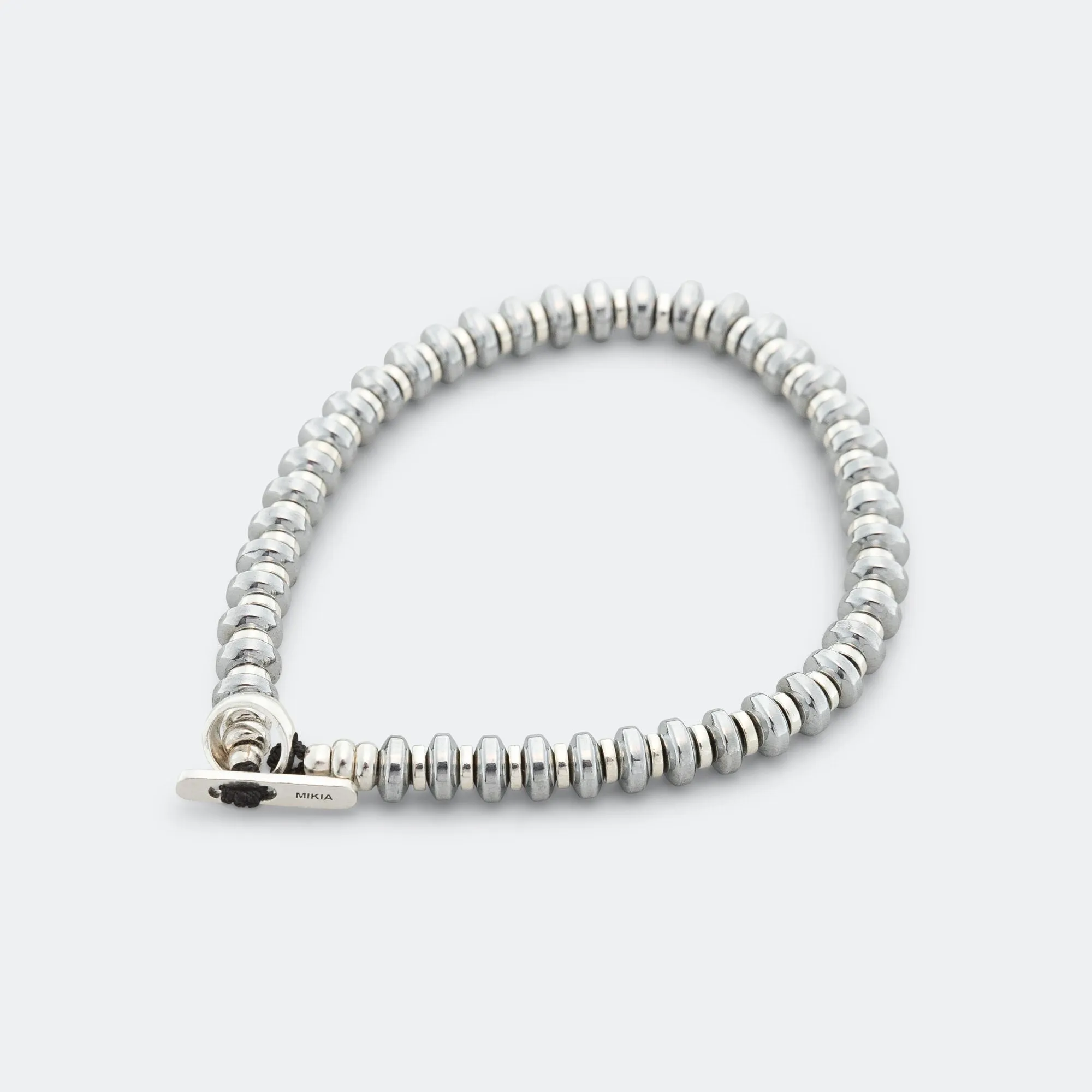 Hematite Roundel Bracelet - 925 Silver