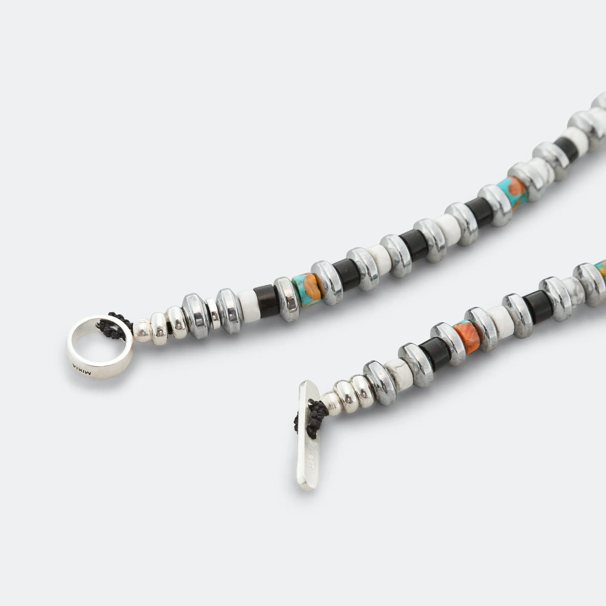 Hematite Roundel Bracelet - Jet/Turquoise