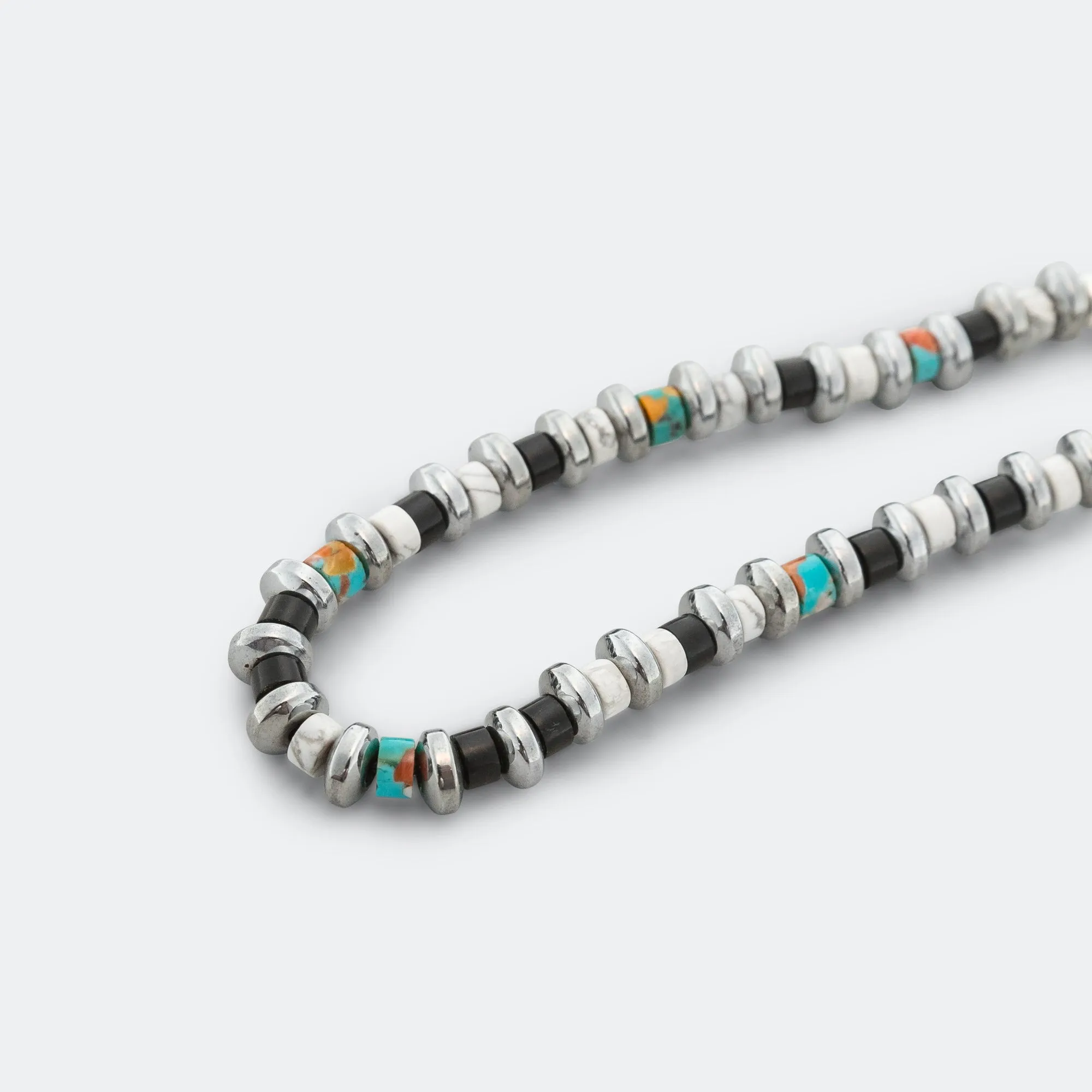 Hematite Roundel Bracelet - Jet/Turquoise