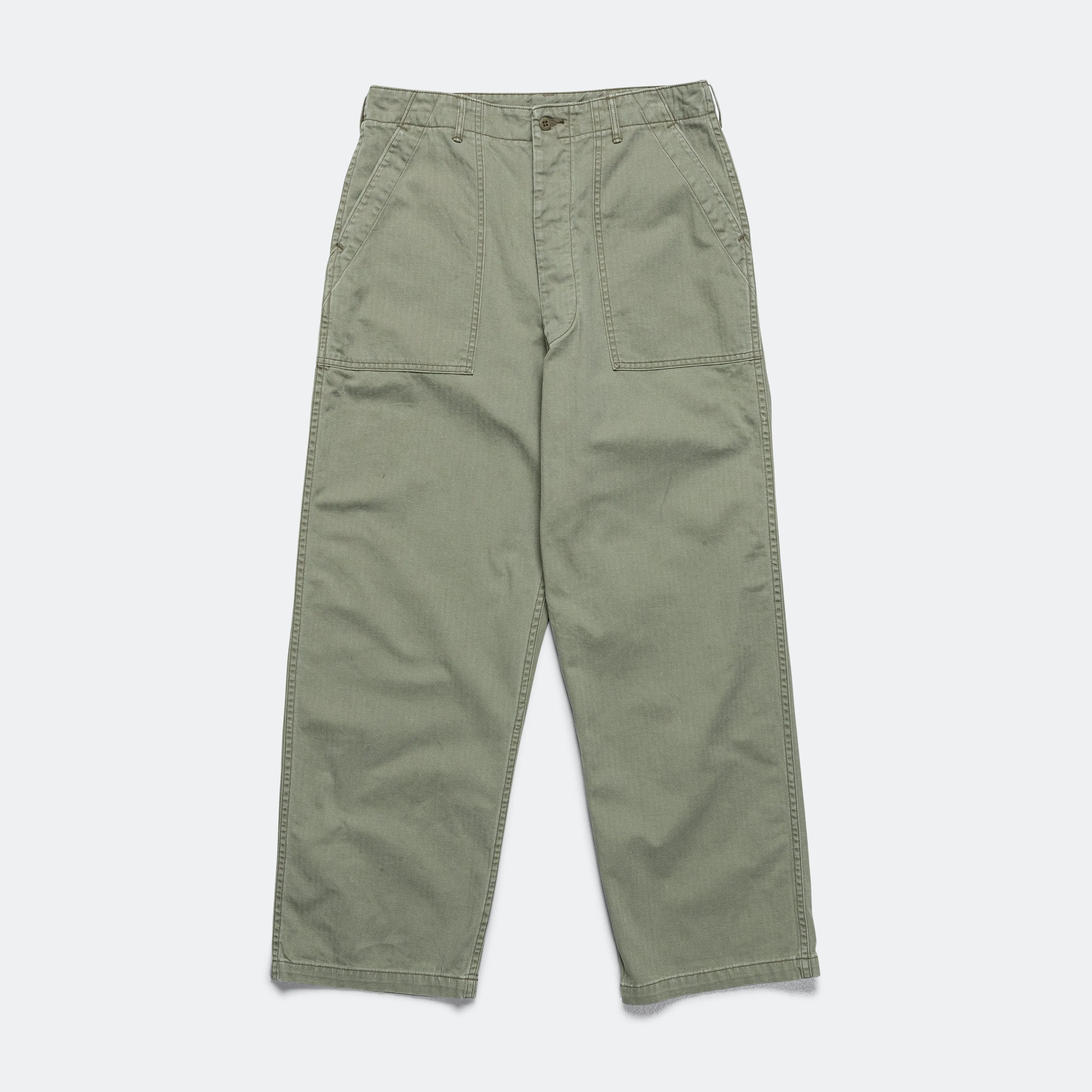 Herringbone Summer Fatigue Pants - Green