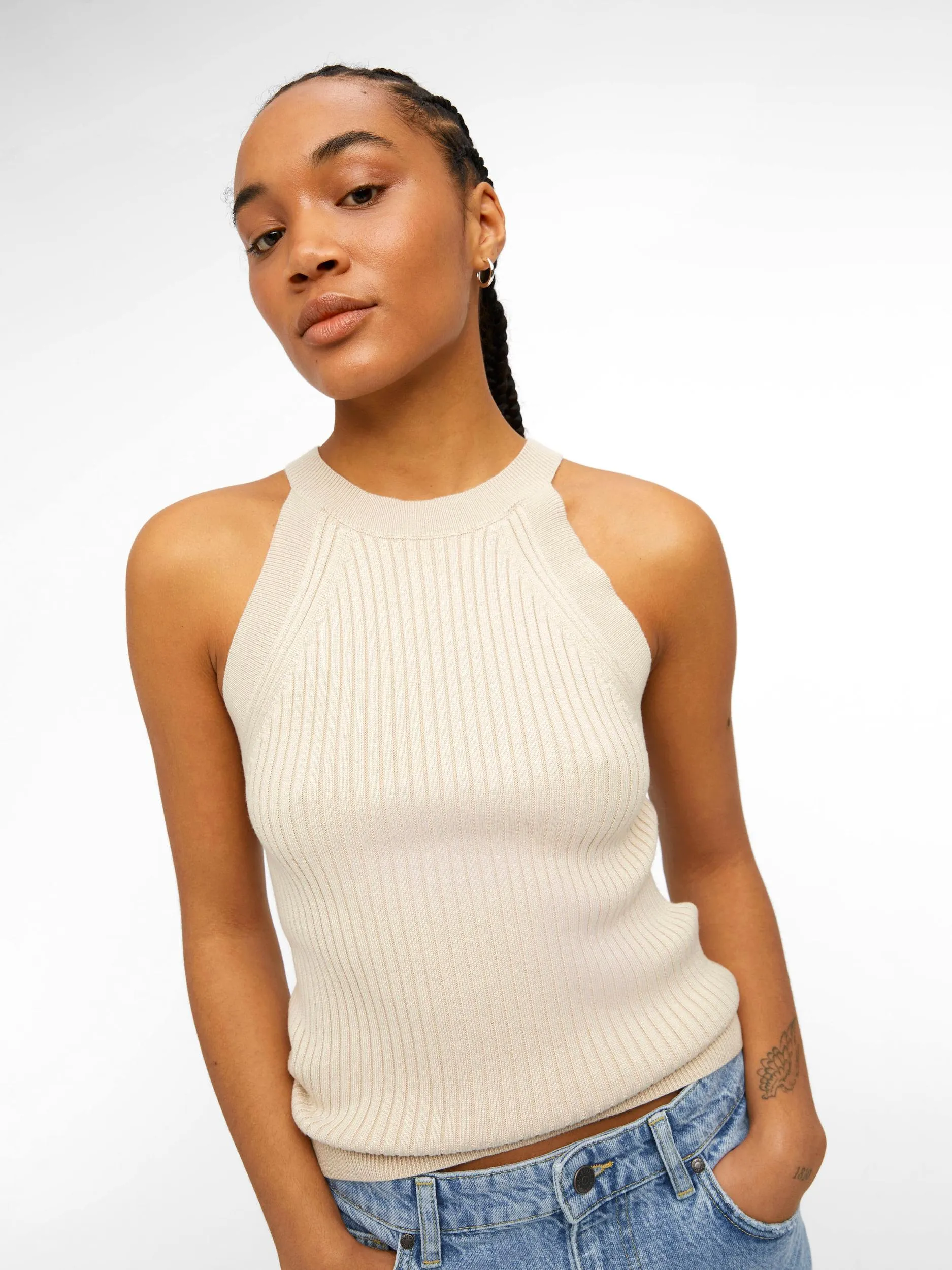 JESTER RIB TANK TOP (SANDSHELL)
