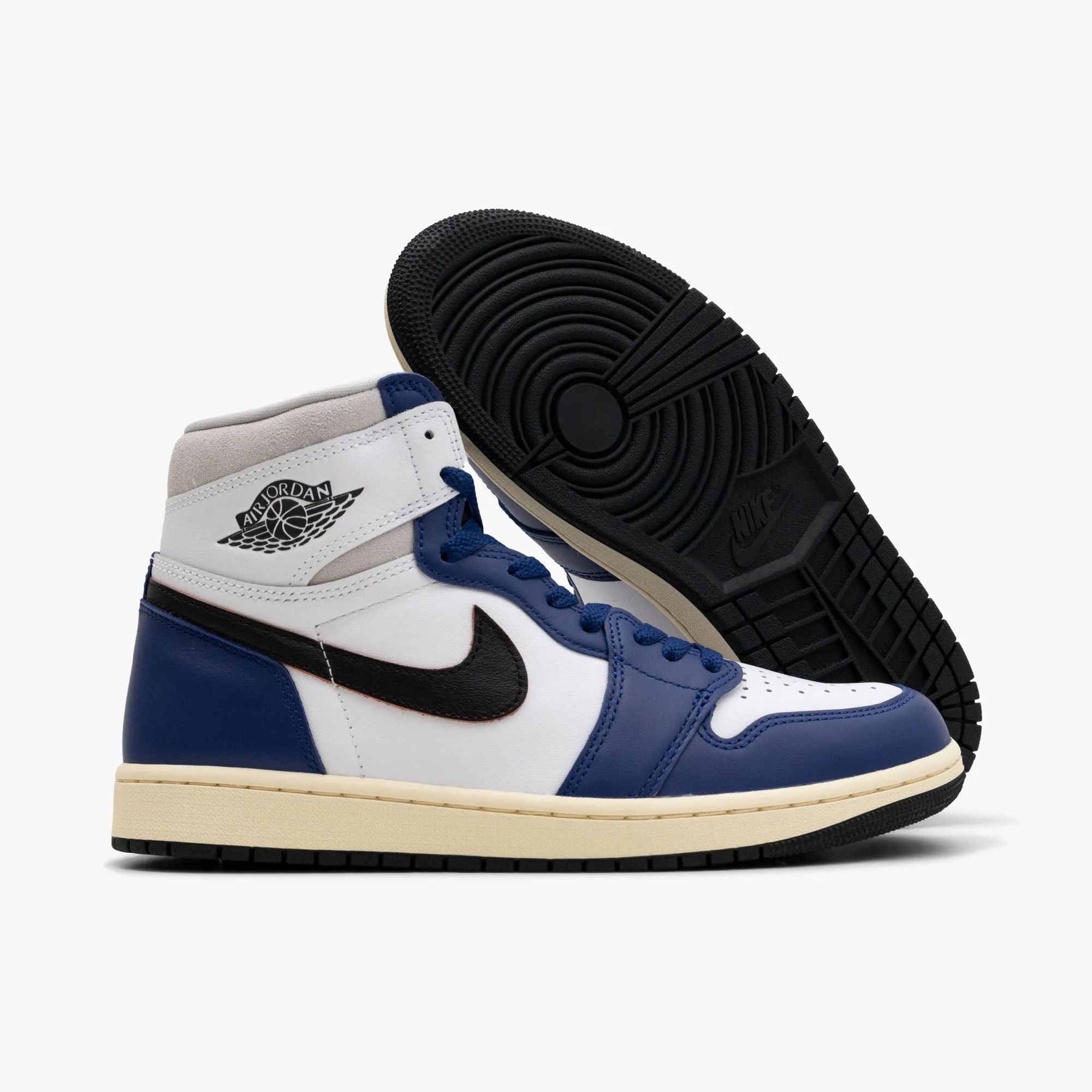 Jordan 1 Retro High OG White / Black / Neutral Grey - Deep Royal Blue