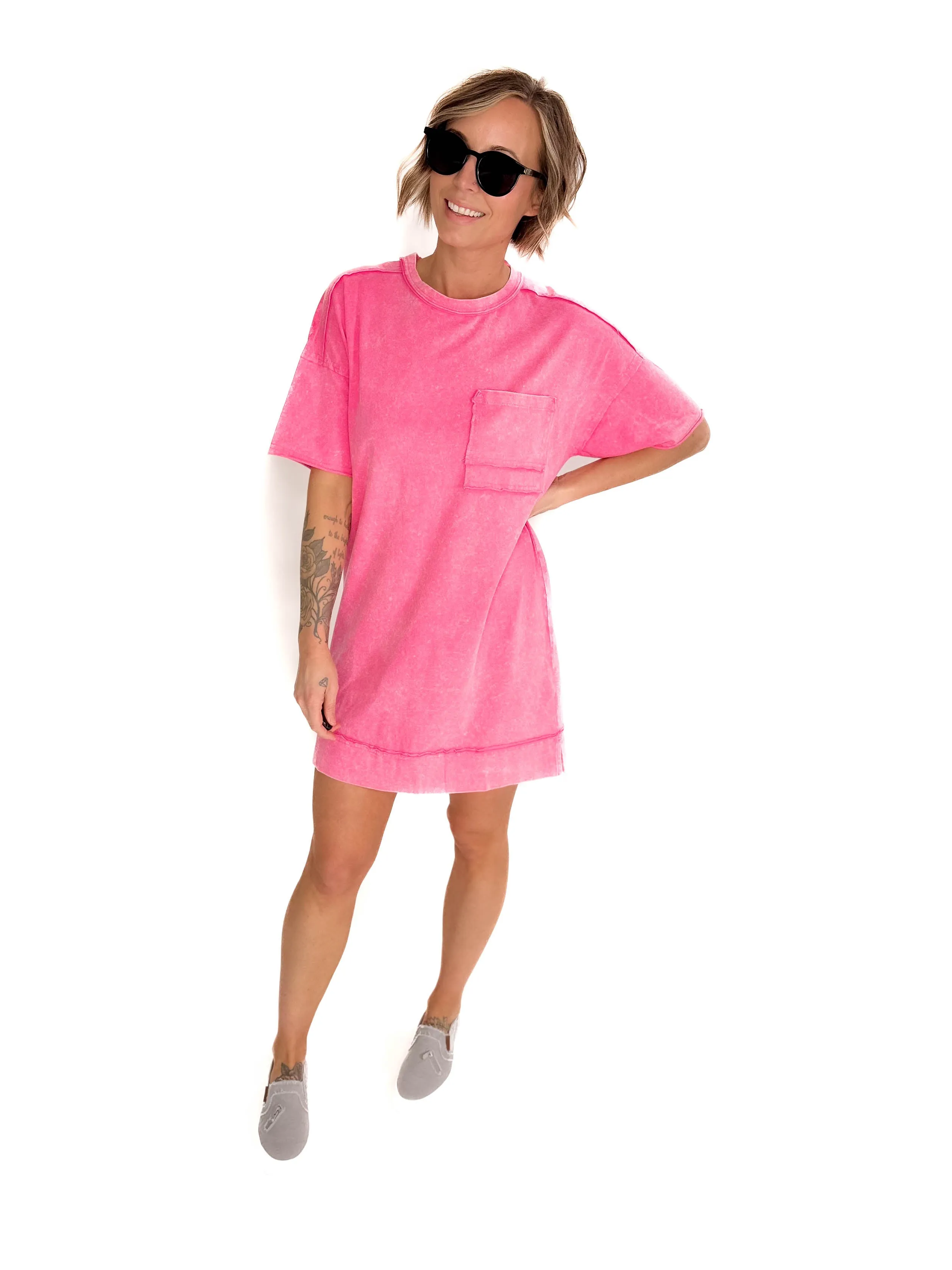 Kalina T-Shirt Dress- PINK