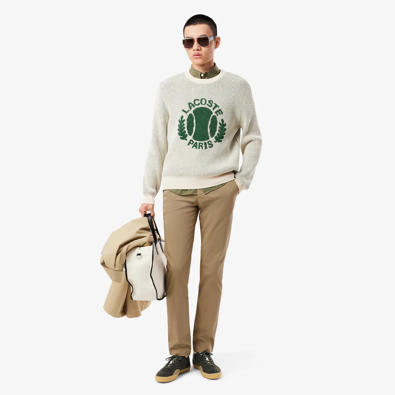 Lacoste Slim Fit Stretch Cotton Chino Pants Beige