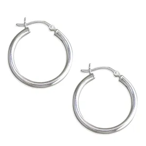 Ladies Sterling Silver Plain Hoop Earrings