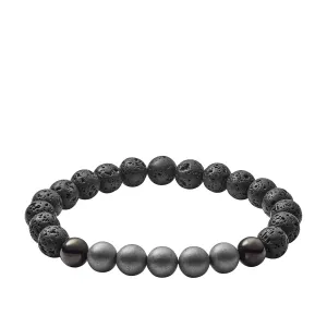 Lava, Hematite and Metal Bracelet