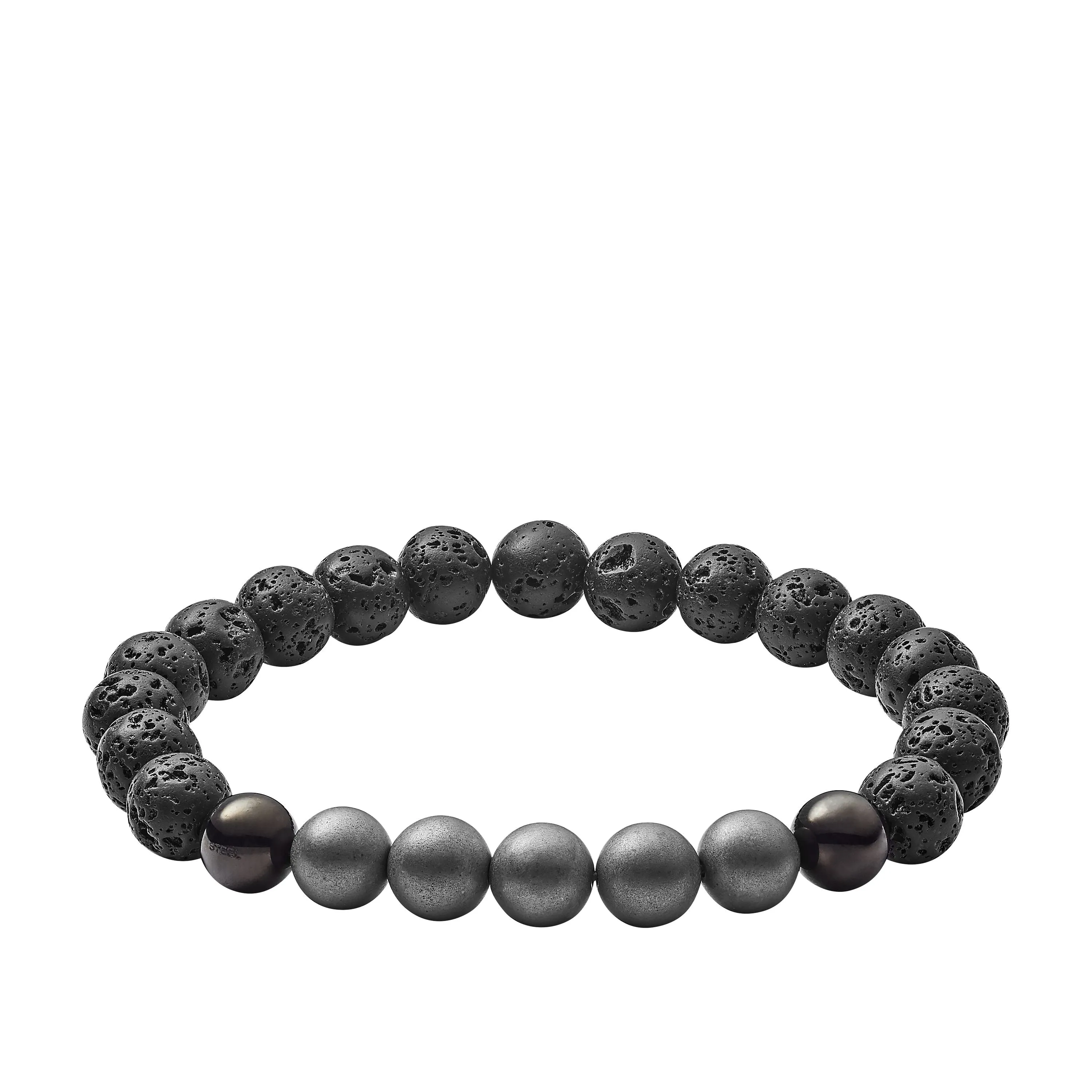 Lava, Hematite and Metal Bracelet