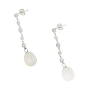 Lido Pearls Cubic Zirconia and Freshwater Pearl Drop Earrings KJ112E