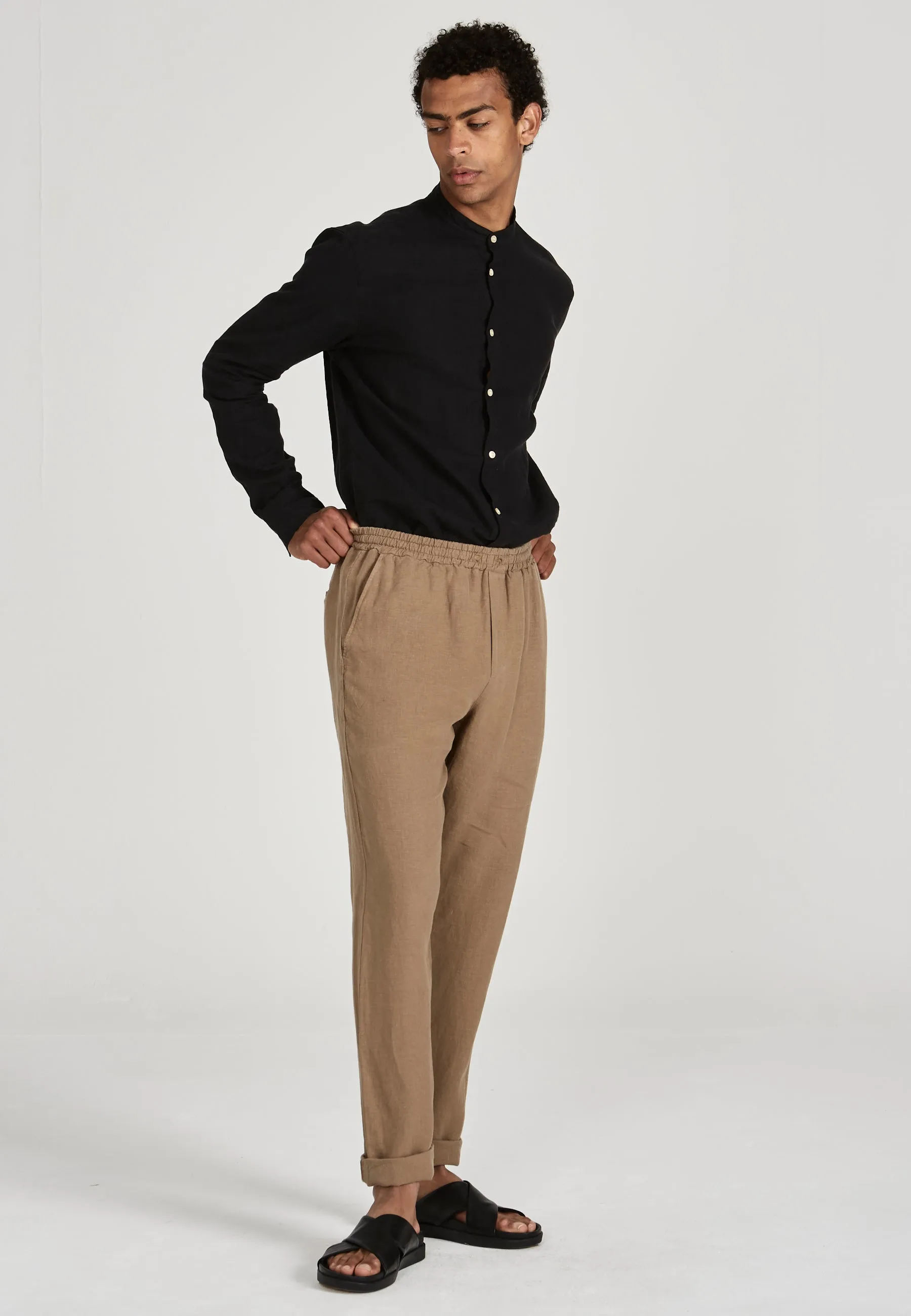 Linen Chino Pants ERIC - Muddy Brown (Linen) Givn Berlin