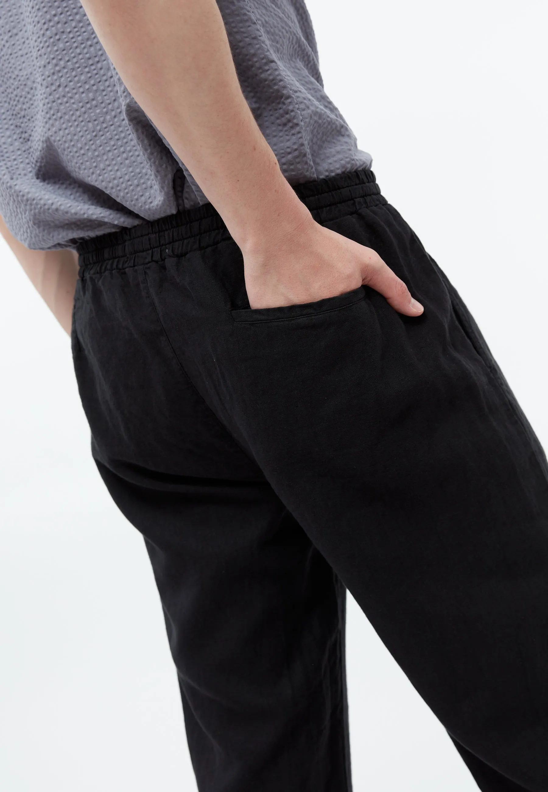 Linen pants GBERIC with drawstring - Black (Linen) Givn Berlin