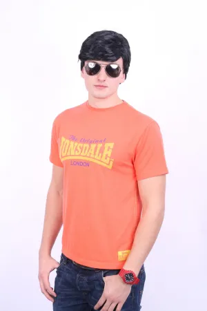 Lonsdale London Mens S T-Shirt Classic Logo Lion Orange Top Training