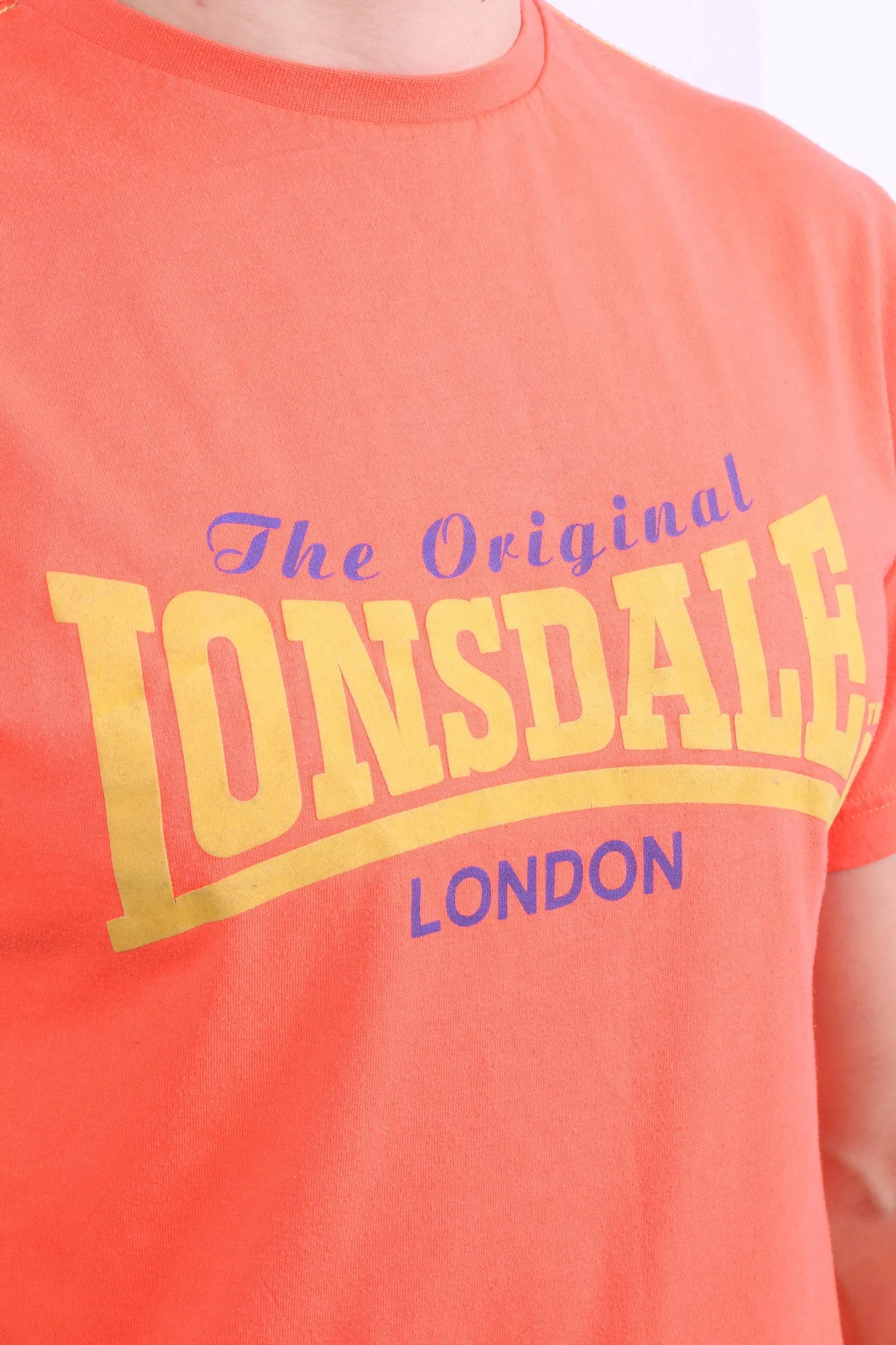 Lonsdale London Mens S T-Shirt Classic Logo Lion Orange Top Training